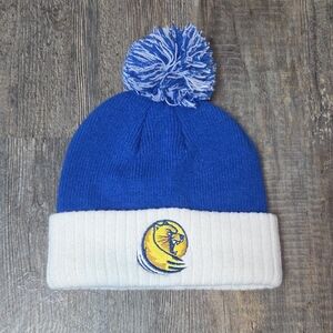 Blue and White Lander Bearcats Pom-Pom Beanie